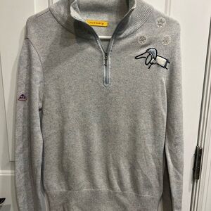 Louis Castel Gray Sweater with dog and snowflake embroidery